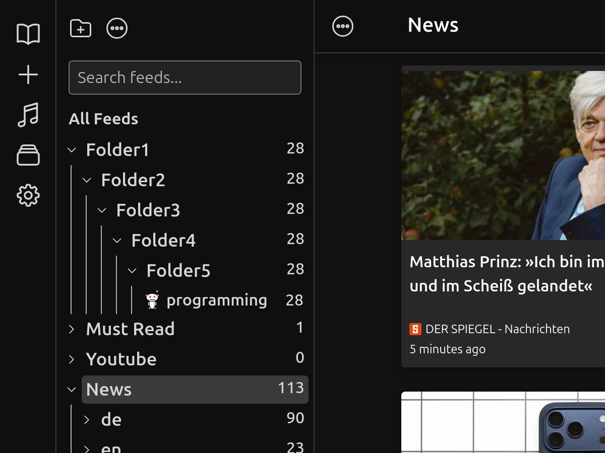 Nested folders interface