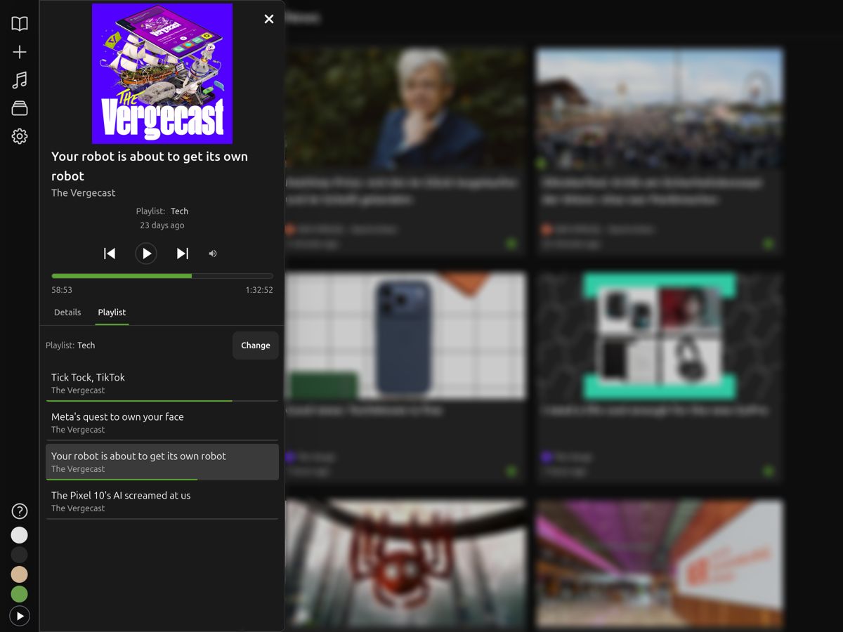 Podcasts and playlists interface
