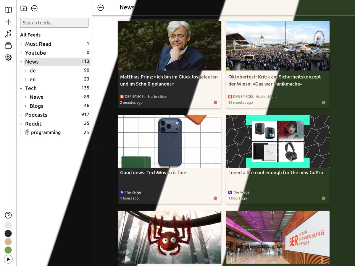 Light and dark theme interface